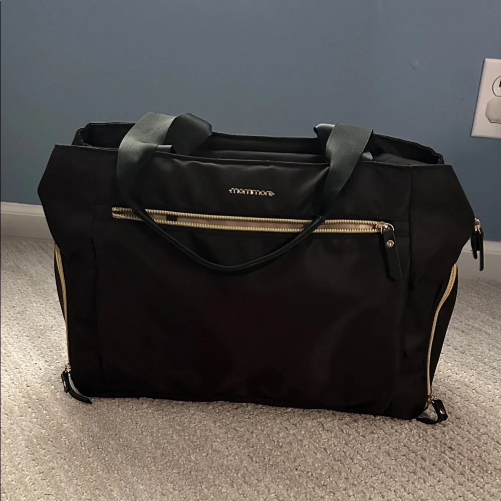 Black Baby Bag with Gold Accents - Infant Essentials Tote - Picture 1 of 7